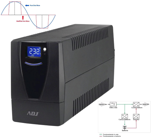 ADJ 650-02102 UPS 2,1 KVA DESKTOP LINE INTERACTIVE 6 x IEC + RJ11/45 DSIAPLY LCD CSB NERO